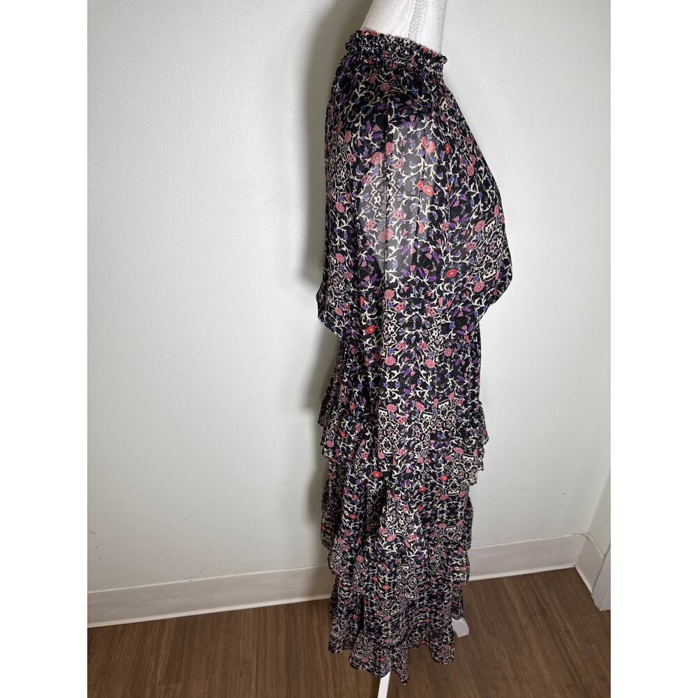 Misa Los Angeles Purple Floral Long Sleeve Maxi Dress Sz M - Picture 2 of 4